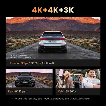 DDPAI Z90 Master 4K+4K Dual Car Dashcam Front and Rear Dual HDR Dash Cam GPS ADAS Parking Night Vision Camera DVR Video Recorder