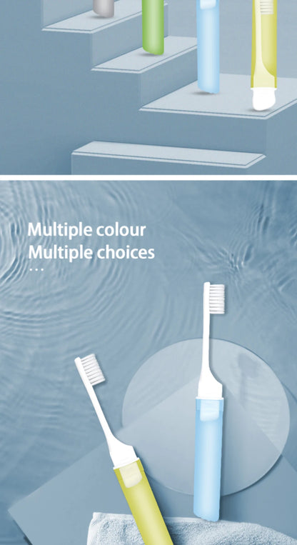 Mini Travel Toothbrush Foldable Portable Small Dental Brush Folding Traveling Adult Toothbrush in Transparent Candy Colors