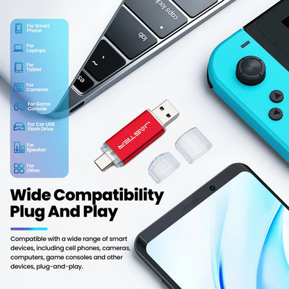 JASTER High Speed TYPE C 2in1 USB Flash Drive 64GB Metal Pen Drive Smart Phone Car TV 8GB Office Gift Memory Stick Fast Delivery