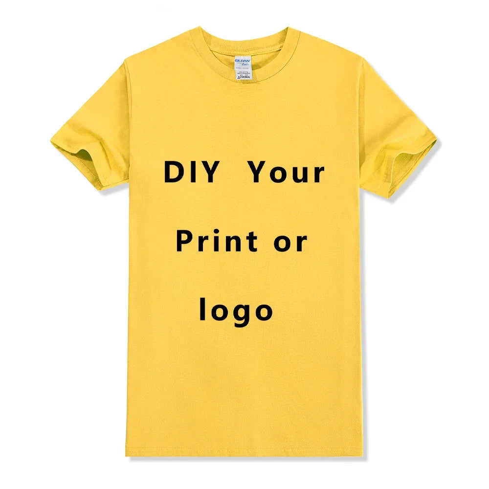 Custom Tshirt Front Back Print Professional Your Own Logo Text Photo Male Personalized Premium Gifts T-shirt EU Size 100% Cotton