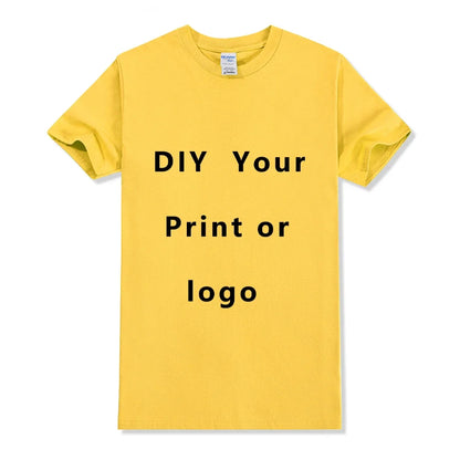 EU size 100% pure cotton custom T-shirt front and back team school uniform store logo text photo for men's personalized high-end