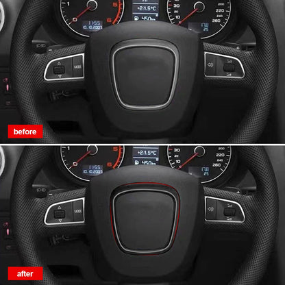 Carbon Fiber Car Steering Wheel Ring Trim Sticker Cover Auto Decoration Accessories For Audi A4 B6 B7 B8 A6 C6 A5 Q7 Q5 A3 8P S3