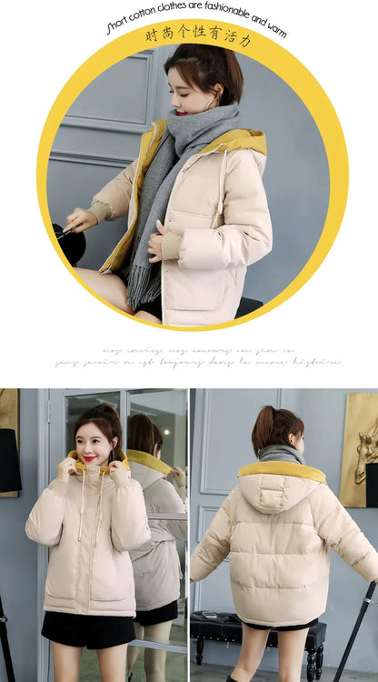 Women's Thickened Cotton Jacket Bread Style Loose Fit Short Coat Winter Outerwear Korean Version Student Friendly Zipper Closure