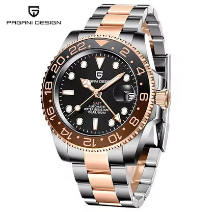 PAGANI DESIGN 2026 40MM Luxury Men GMT Automatic Machinery Watch Ceramic Bezel Jubilee Strap Sapphire Waterproof Watches for men