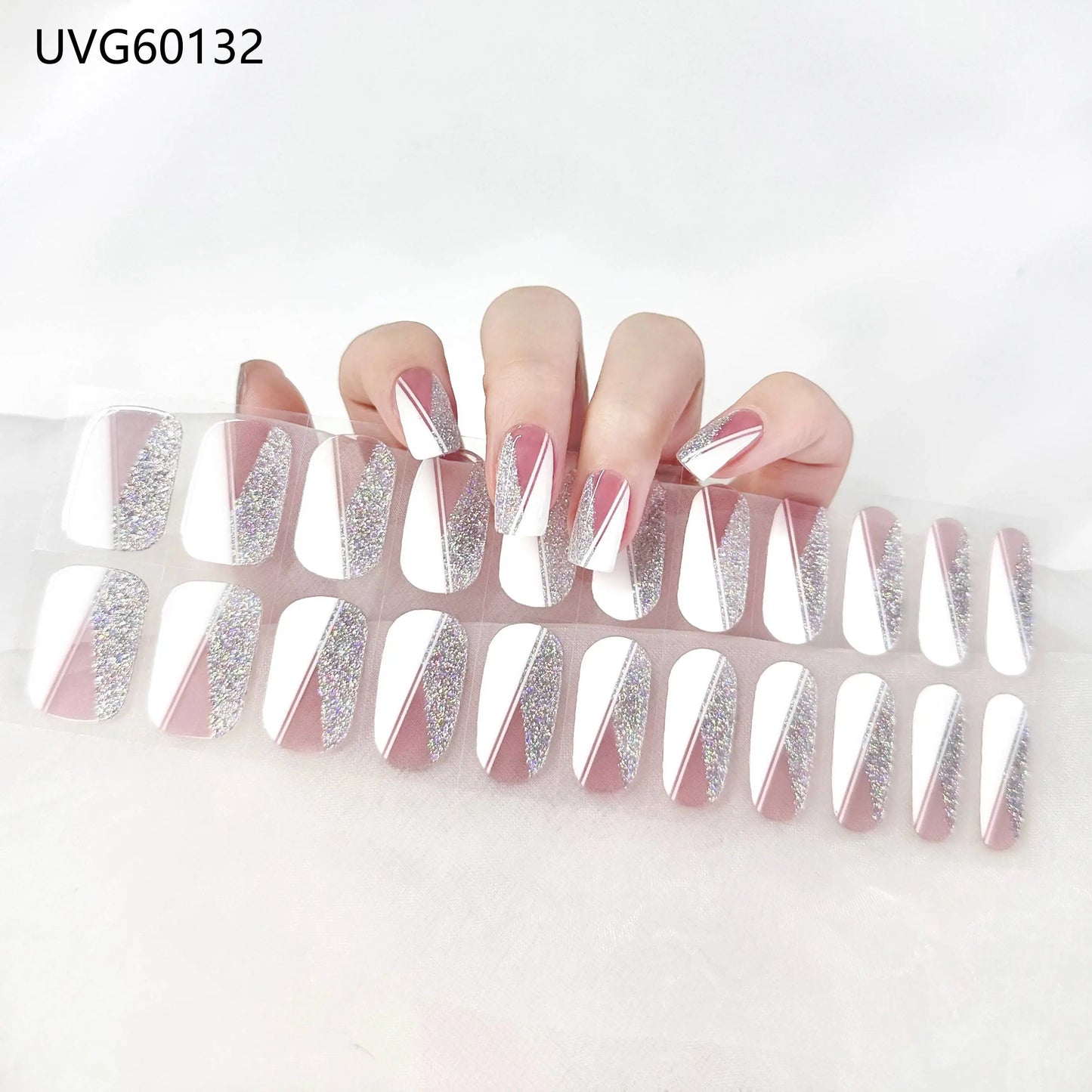 20/22Tips UV Semi cured Gel Nail Stickers Waterproof Long Lasting Full Gel Nail Wraps Press On Nail Decal DIY Manicure