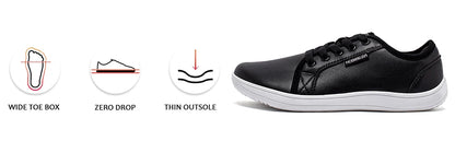 HOBIBEAR Minimalist Shoes for Men Women Wide Toe Barefoot Zero Drop Shoes Casual Artificial Leather Lightweight Walking Sneakers