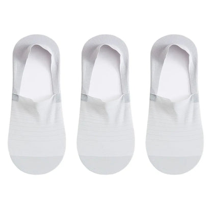 3pairs Men's Socks Summer Ultra-thin Invisible Elastic Silicone Non-slip Boat Sock Mesh Breathable Comfortable No Show Sokken