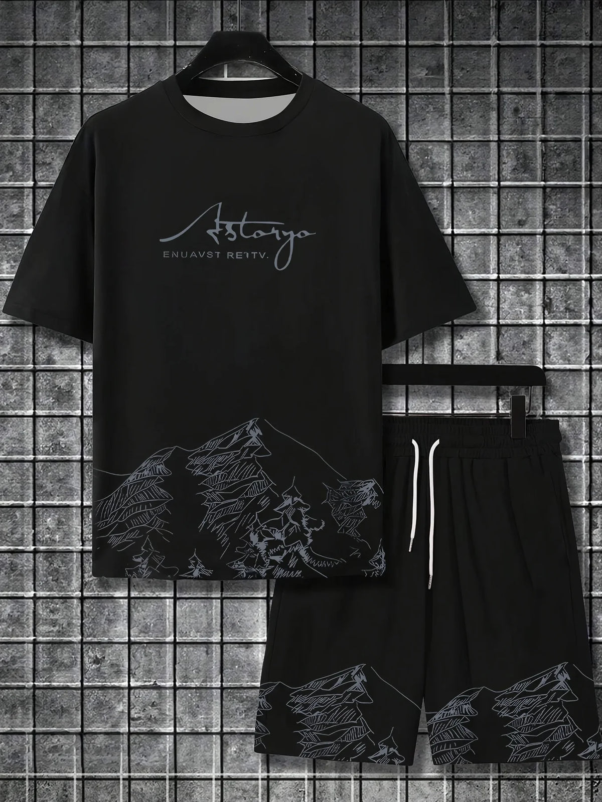 Summer Casual Men's T-Shirt and Shorts Set 2026 Sportswear Set Plus Size Short-Sleeve T-Shirt Drawstring Pocket Shorts Set