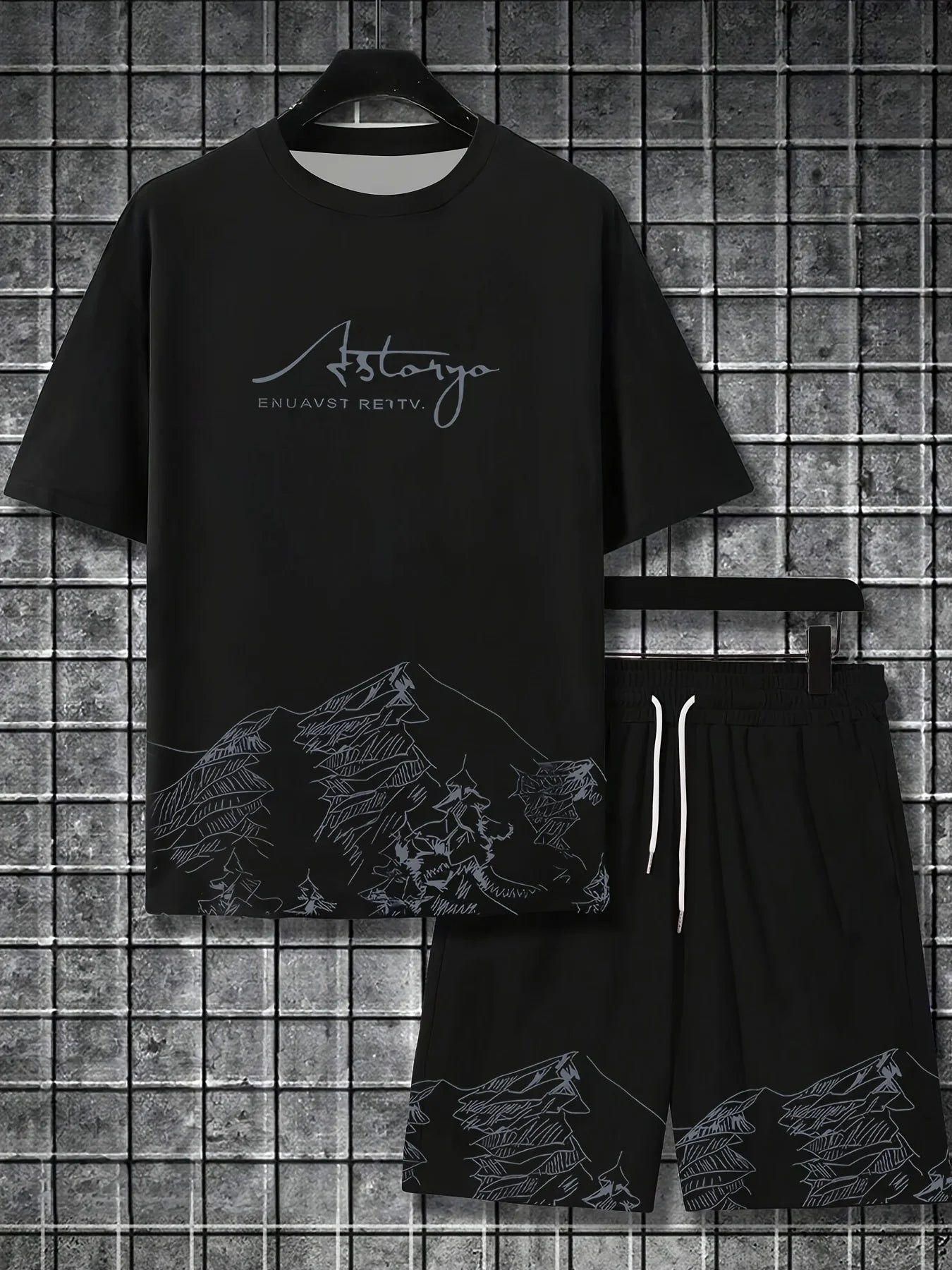 Summer Gradient Color Athletic T-Shirt and Shorts Set Stylish Men's Quick-Dry Athletic Short-Sleeve Top with Drawstring Shorts