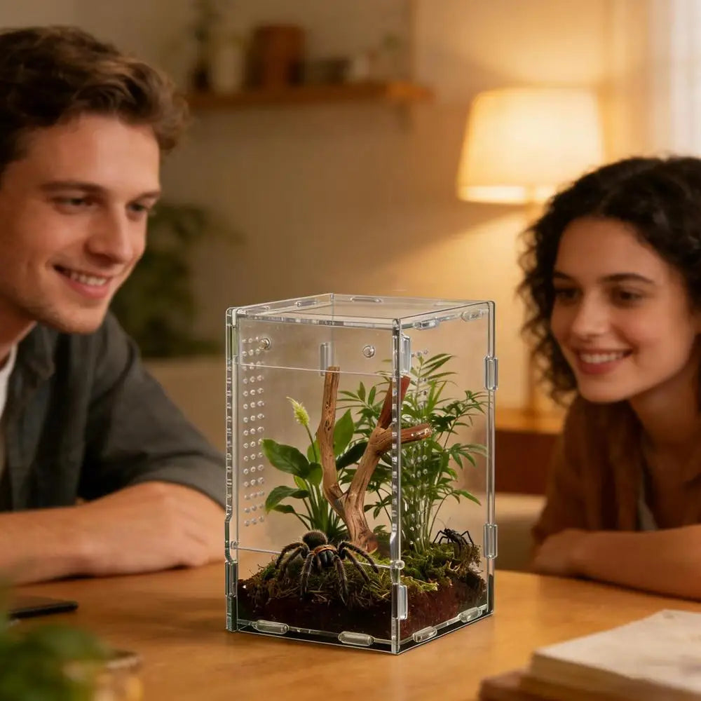 Acrylic Transparent Reptile Terrarium Breeding Box amphibian Cage Nano Arboreal Tarantula Enclosure Jumping spider Reptiles Habi