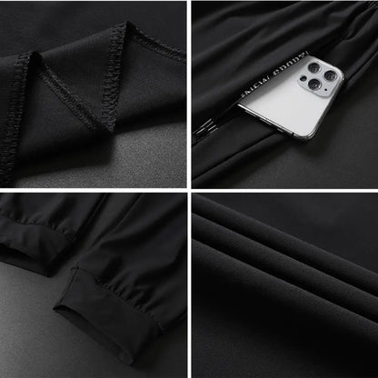 Men's Summer Ice Silk Pants Mesh Quick drying Ankle-banded Breathable Casual Thin Pants Loose Elastic Pants Sports Trousers
