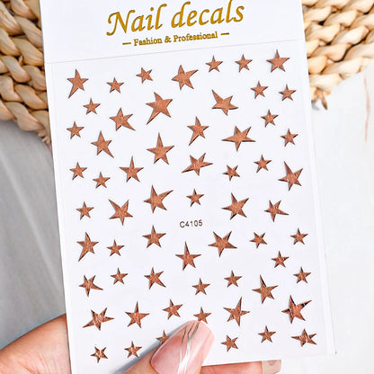 3D Metal Silver Flame Nails Stickers Gold Bronzing Stripe Lines Sliders Design Manicure French Nail Art Decoration Decal #Y2K