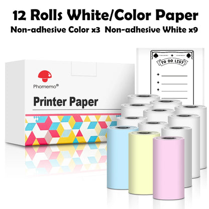 Phomemo Self-adhesive Sticker Paper for T02/M02X Portable Printer Thermam Paper Label Sticky DIY Photo Text Study Notes Printing