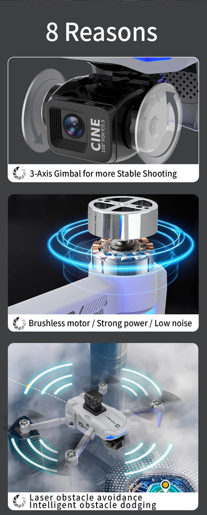 X40 PRO GPS Drone Profesional 8K HD Camera 3-axis Gimbal Aerial Brushless Motors 360° Obstacle Avoidance 5G FPV Security Drones
