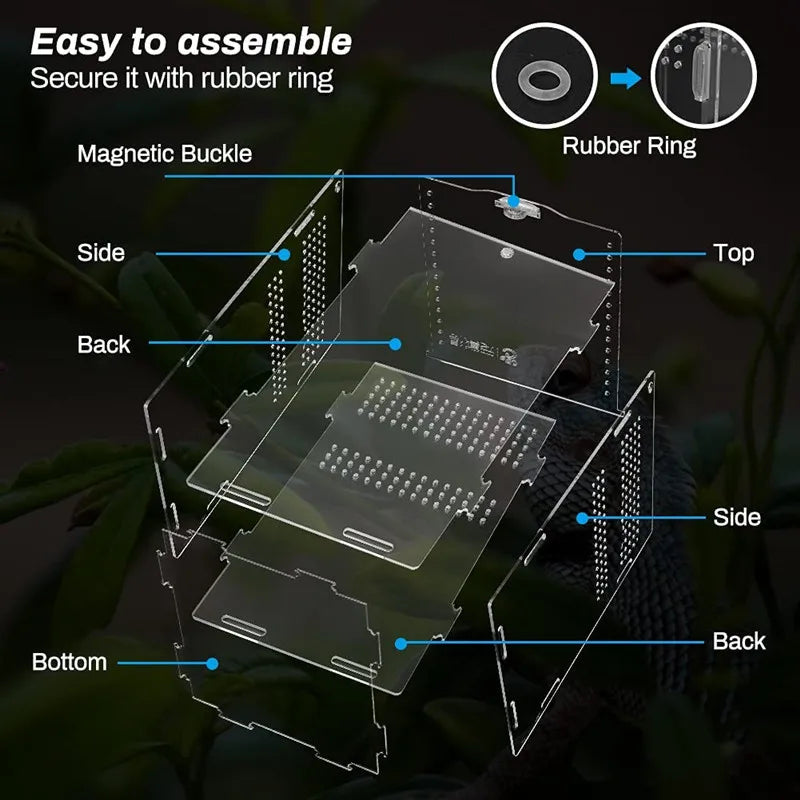 Acrylic Transparent Reptile Terrarium Habitat Breeding Box Reptiles Cage Nano Arboreal Tarantula Enclosure Dearded Dragon Supply