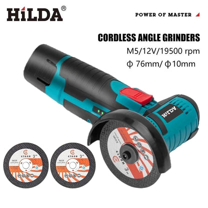 HILDA 12V/3 Inch Lithium Electric Angle Grinder Mini Small Household Handheld Cutting Machine Polishing Machine