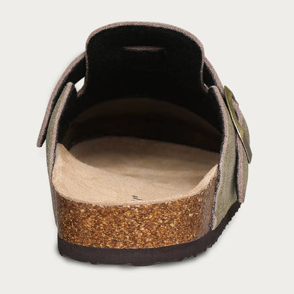 Shevalues Men's Suede Clogs Soft Leather Mules Men New Summer Men Cork Sandals Comfort Slip On Unisex Clogs With Arch Support