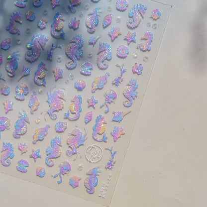 Ocean Shell Starfish Shell Conch Whale Dolphin Seahorse Coconut Tree Water Bubbles Self Adhesive Nail Art Sticker Manicure Decal
