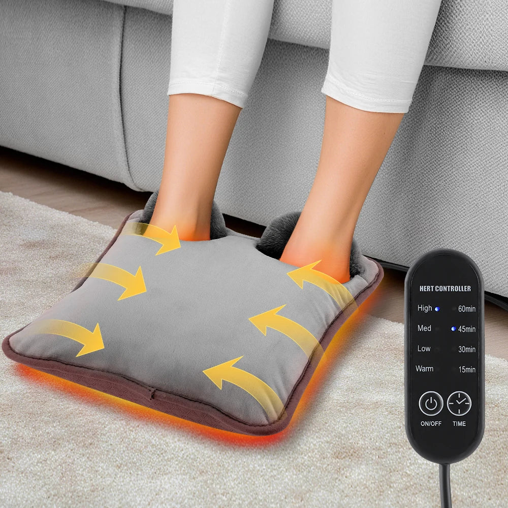 Electric Foot Heating Pad Massage Cushion Portable Foot Warmer 4 Levels Temperature 4 Timer Heated Foot Massager Warming Mat