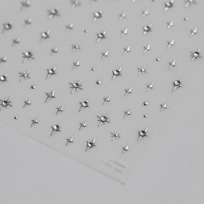 1 piece  5D silver nail stickers metal mini star nail art stickers high quality exquisite decals self-adhesive nail art stickers