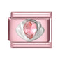 2025 New Women Romantic Pink Cherry Heart Shiny CZ Italian Charm Links Fit 9mm Bracelet Stainless Steel DIY Making Jewelry Gifts