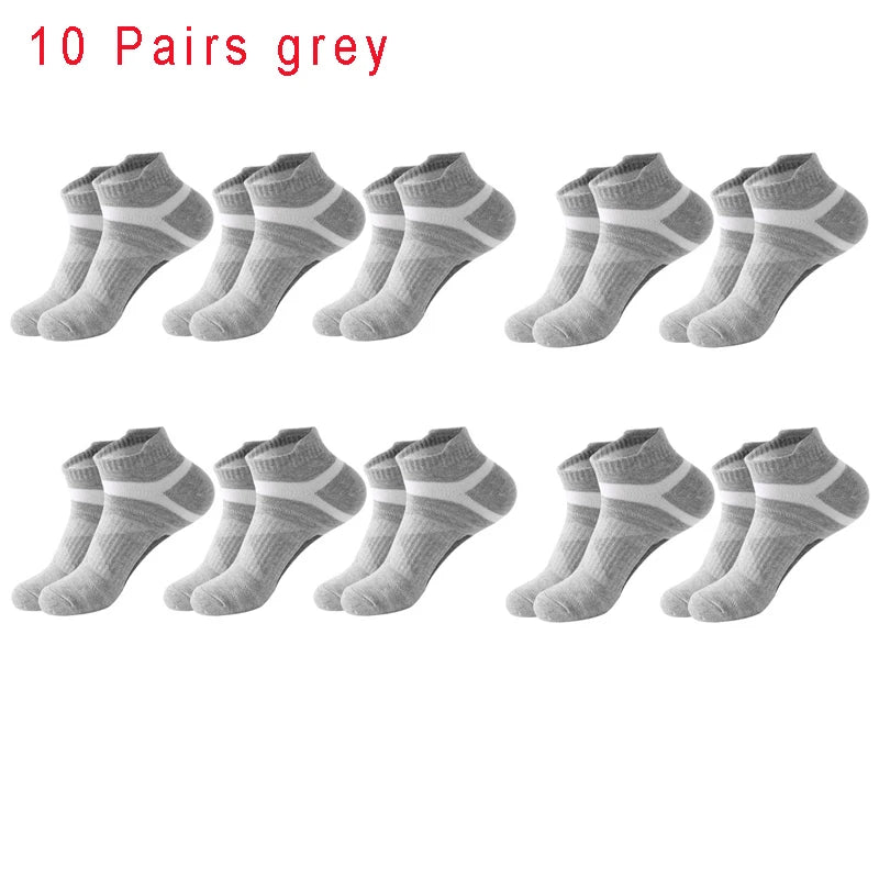 5 Pairs High Quality Socks Men Summer Outdoor Casual Cotton Socks Short Breathable Black Ankle Socks Run Sports Socks Size 38-45