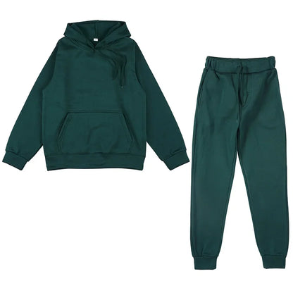 Men's Autumn and Winter New Solid Color Hoodie+pants Two-piece Set Fashionable Casual Sports Set Size S-3XL