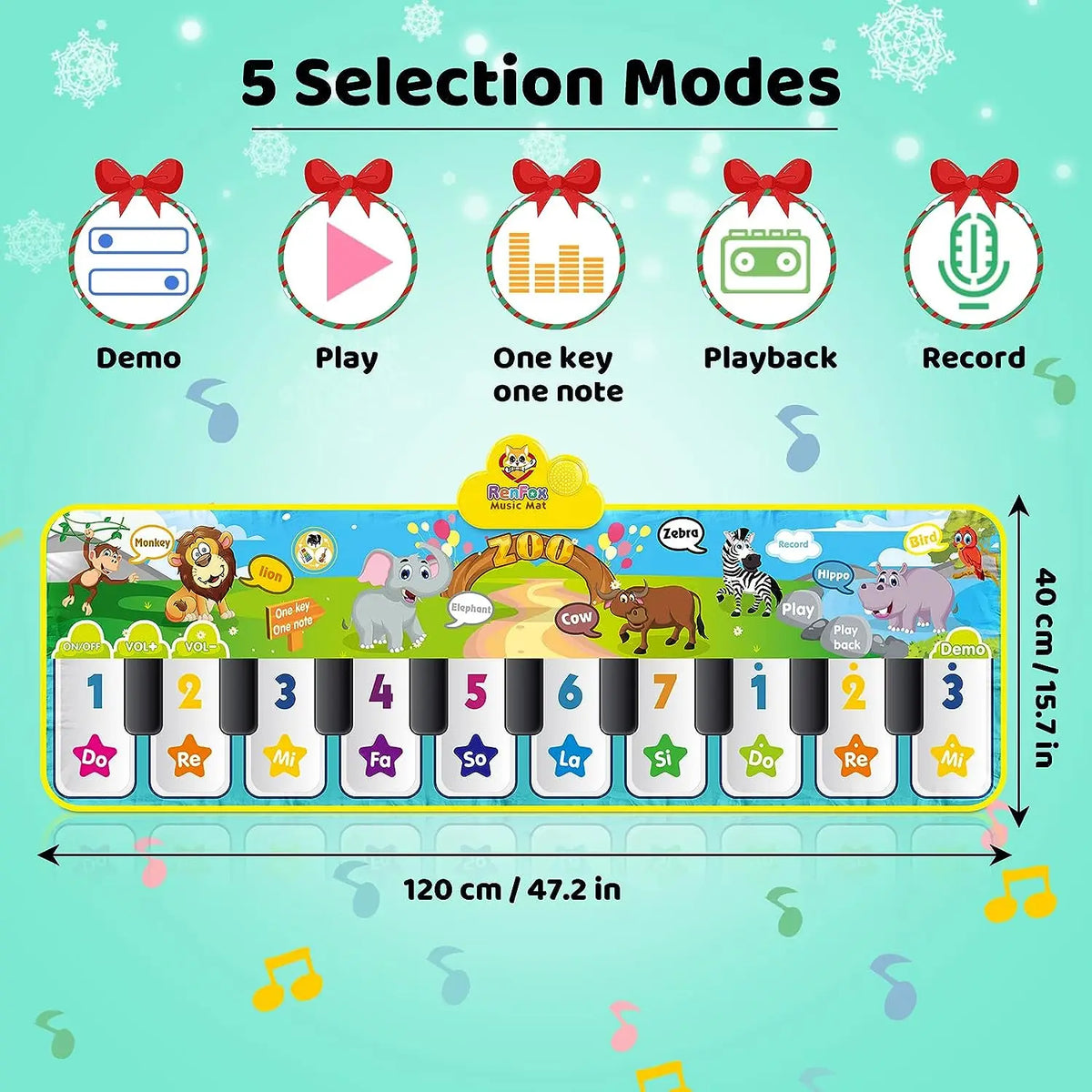 Piano Mat, Musical Mat, Floor Piano, Toddler Toys, Gifts for 1+Year Old Music Mat, 3 Instrument Sound Touch Playmat for Toddlers Touch Play Dancing Mat, Toy for Boy and Girl Gifts