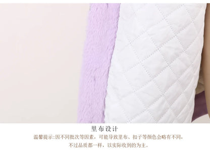 Nerazzurri Autumn Winter Sweet Cute Kawaii Soft Thick Warm Faux Fur Coat Women with Bunny Ears Cute Fluffy Jacket Hoodie 2024