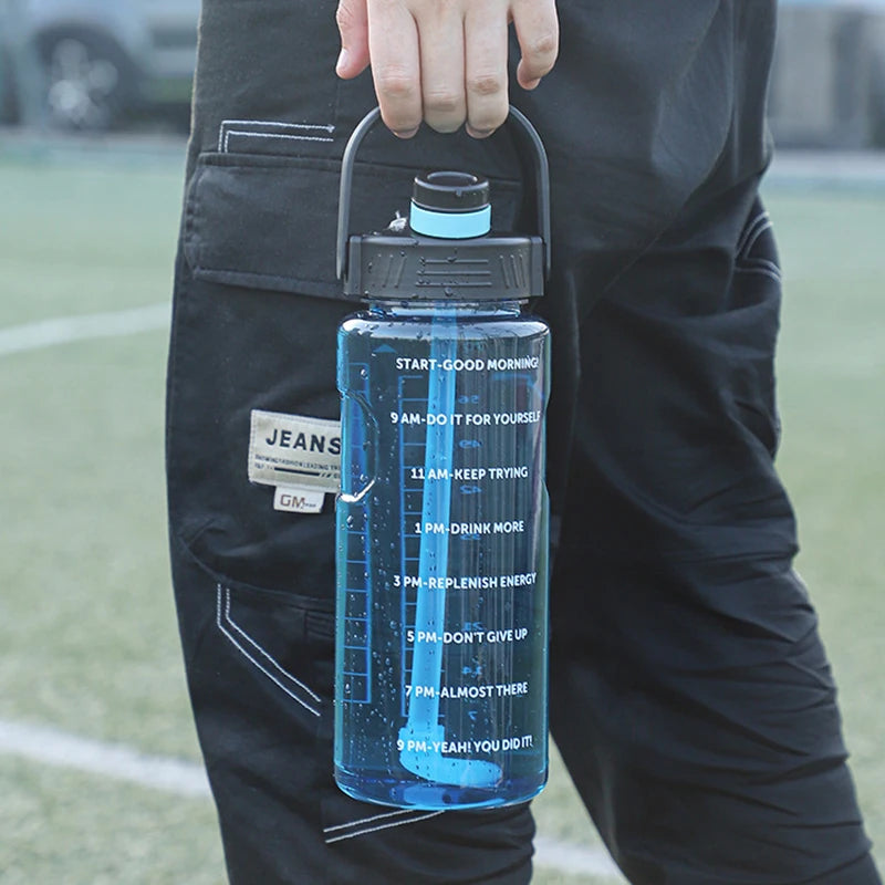 3 Liter Water Bottle with Straw 2L 1L Large Big Motivational  BPA Free School gym Sports Drinking Bottle