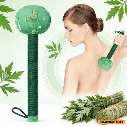 Long-Handled Wormwood Massage Hammer for Lymphatic Drainage, Manual Full Body & Back Massage Tool, Nylon Material