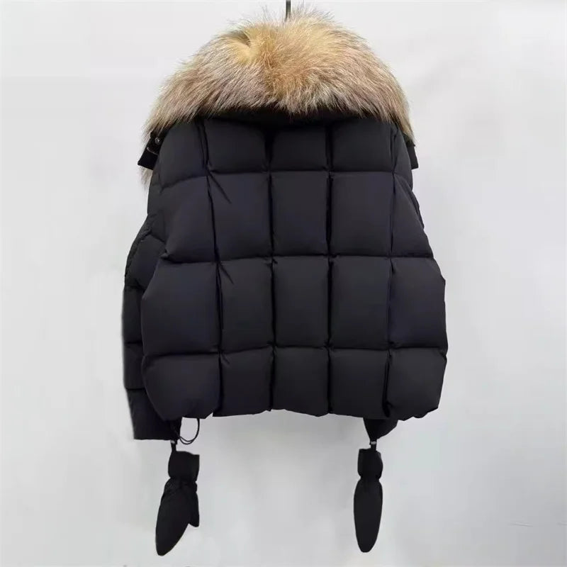Women's winter jacket New detachable fox fur collar down coats for winter 2025 white duck down filled warm thick coat outerwears