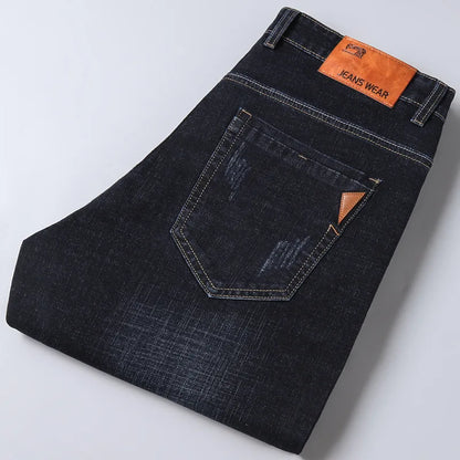 New Men Light Luxury Stretch Slim Fit Pants Comfortable Soft Business Fashion Straight Casual Denim Trousers Male Brand Clothing
