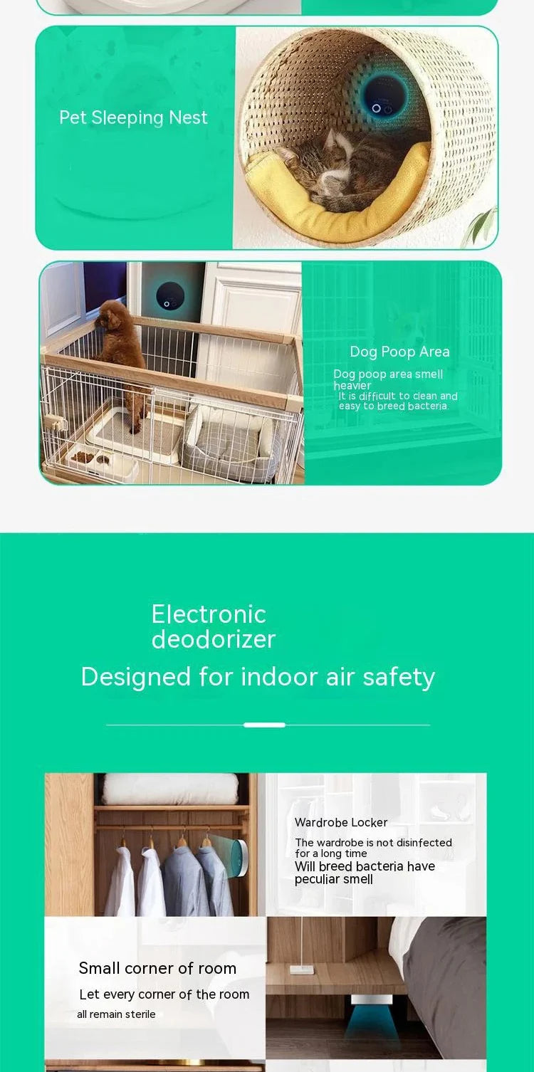 Air Purifier for Sterilization Deodorization Disinfection Shoe Cabinet Pet Nest Toilet Portable  Intelligent ozone Purifier