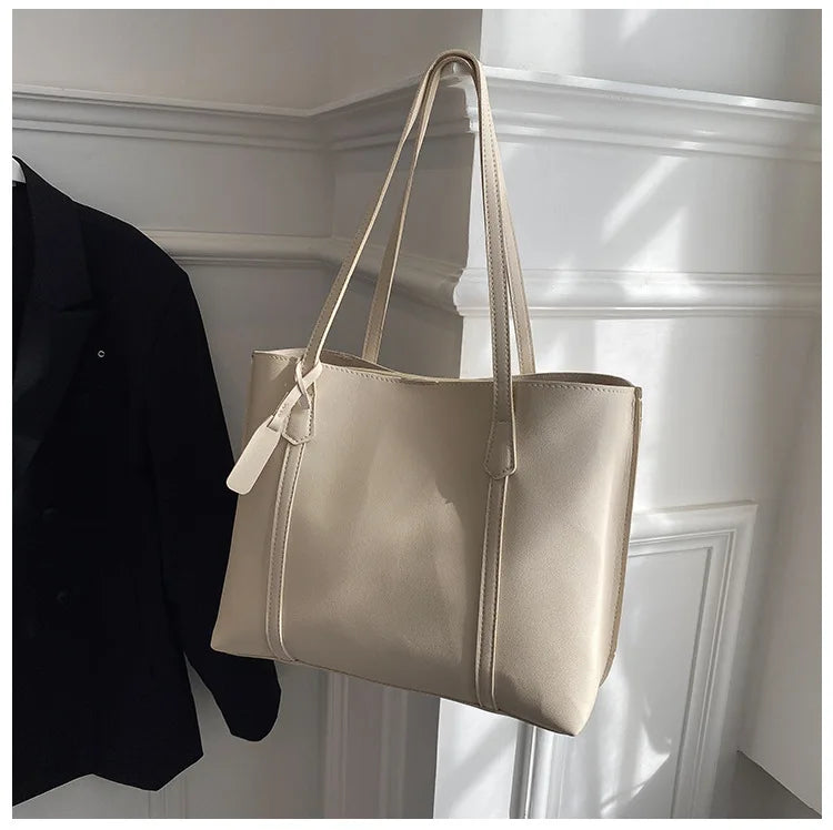 Large Capacity Women's Bag, New Soft Leather Tote Bag, Casual and Versatile Single Shoulder Bags for Woman Korean Style Handbags