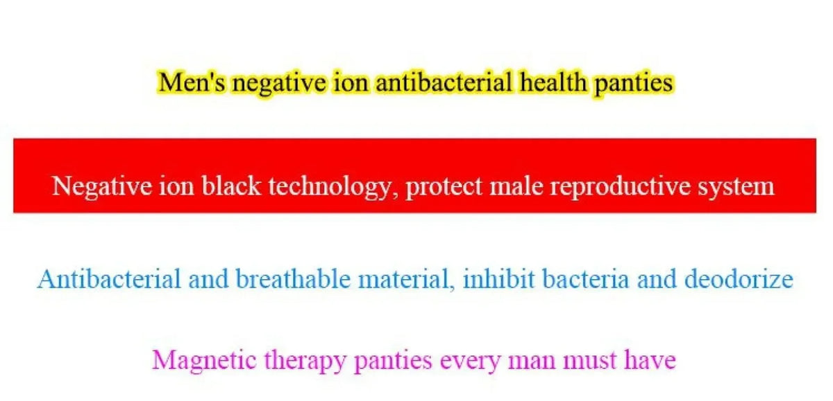 Men’s Boxer Shorts Non-Marking Mid Waist Anion Technology Comfort Underwear Breathable Massage Design Black Men’s Underpants