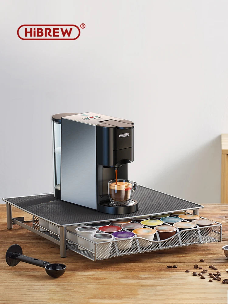 HiBREW Coffee Machine 4in1 Multiple Capsule Espresso Dolce Milk Nes ESE Pod Powder Coffee Maker Stainless Metal H3D