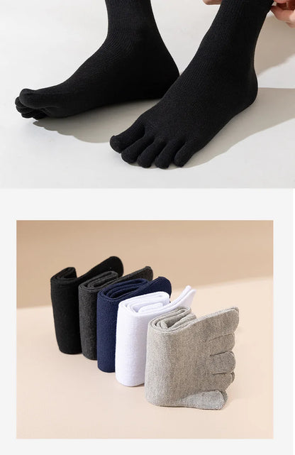 Five Finger Socks Men's Pure Cotton Five Toe Socks Sweat Absorbing Mid Tube Split Toe Socks Toes Socks For Men