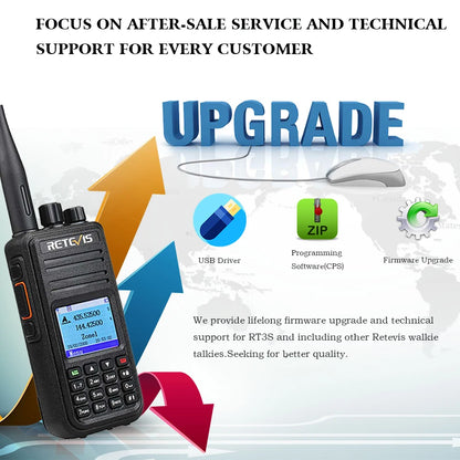 Retevis RT3S Walkie Talkie DMR Radio Long Range Walkie Talkies Camping Ham Radio UHF VHF GPS AES256 Encryption Digital Portable