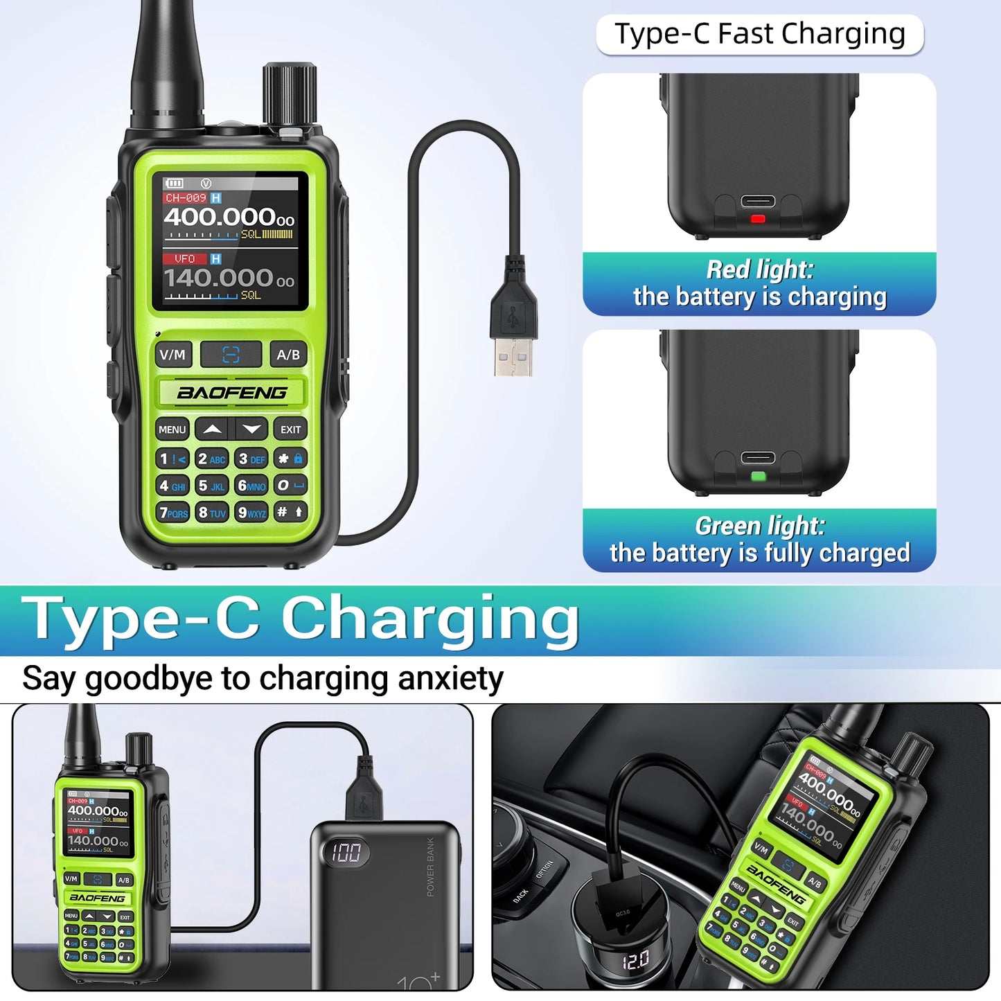 BAOFENG UV-5R Mini Walkie Talkie Air Band Bluetooth Programming Wireless Copy Frequency 999CH Full Band Long Range Two Way Radio