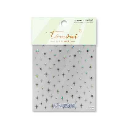 Bronzing Nails Sticker Ice Transparent Star Back Adhesive Nail Art Stickers Cool Five-pointed Star Manicure Decoration 3D Decals