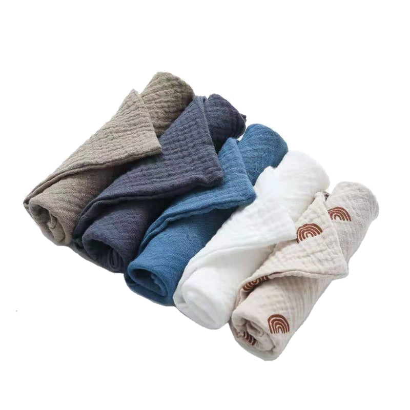 5 PcsWashcloth Facecloth Handkerchief Muslin Cloth Feeding Bib Infant Wash Hand Face Wipes Baby Cotton Square Towels G99C