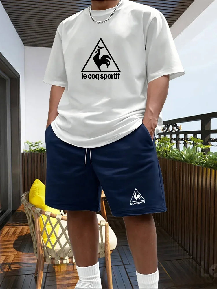 Men's Two-piece Sportswear Short Sleeved T-shirt and Pants Set Running and Fitness Sportswear 2026 Summer Big Discount
