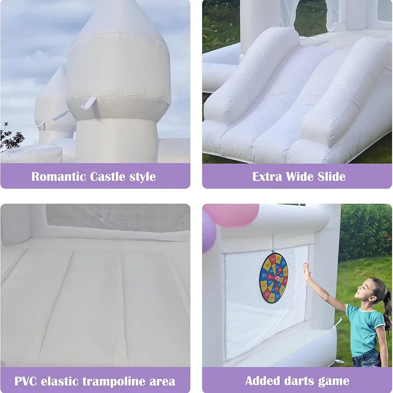 9FT White Wedding Inflatable Bounce House With Slide Bouncy Castle For Kids Jumping Party Game Trampoline With UL Blower Outdoor