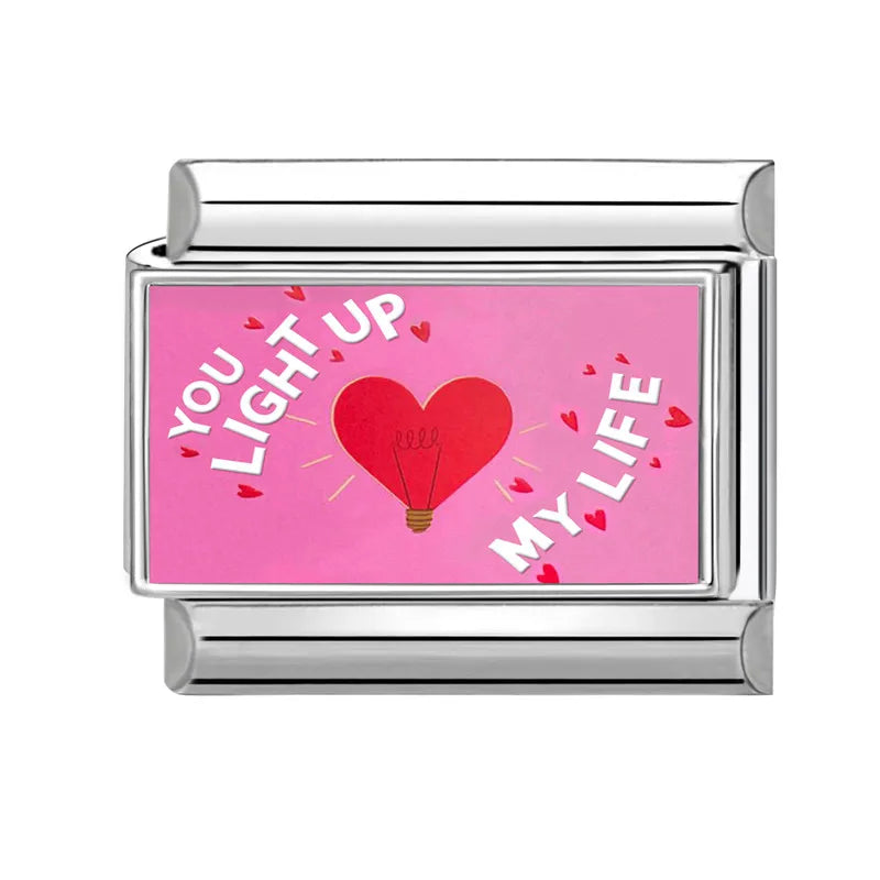 Y2K Red Pink Heart Dog Cat Flowers Italian Charm Link Fit 9mm Stainless Steel Jewelry DIY Making Bracelets For Gifts