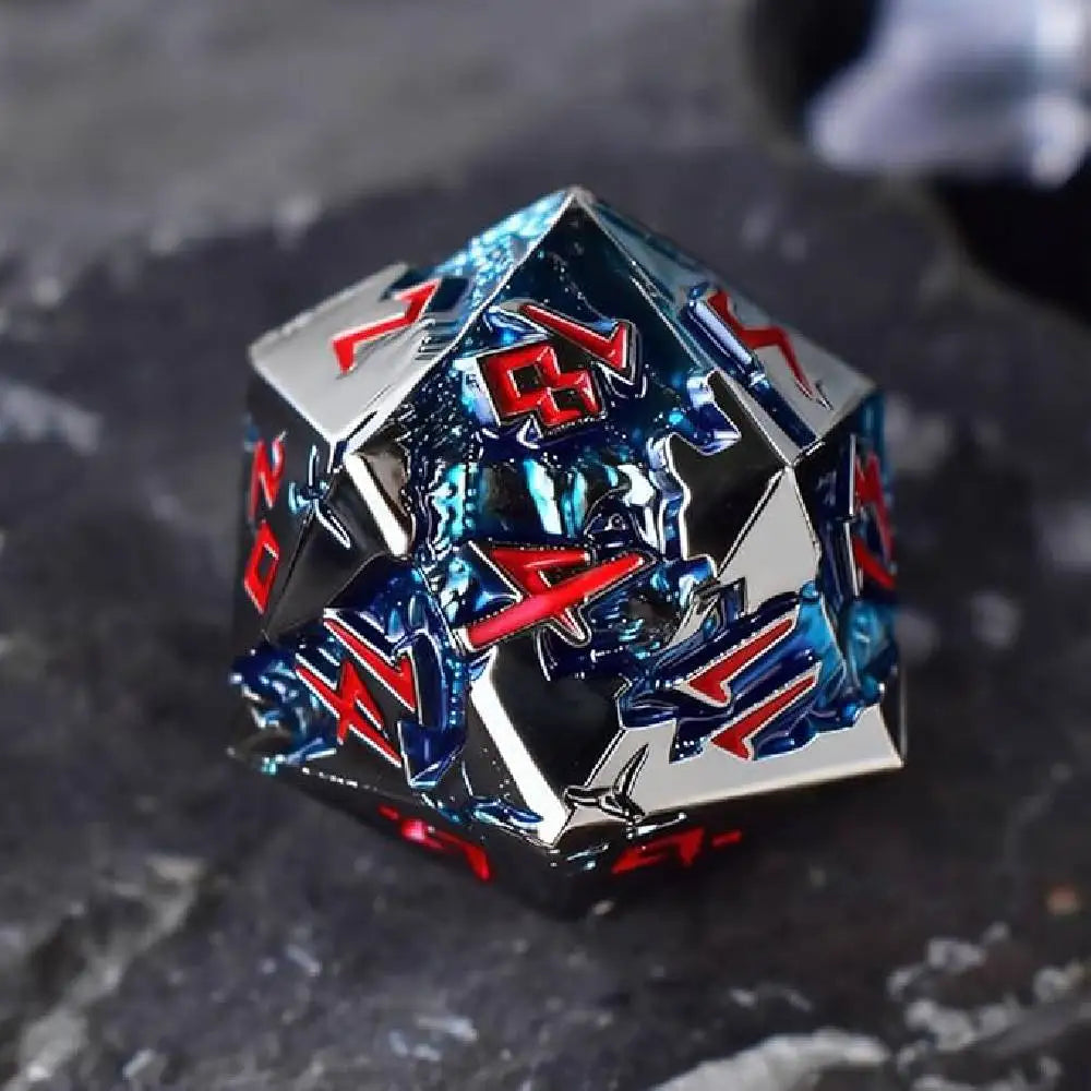 D&D Dice 7 Die Metal DND Dice Set, Weighted Metallic for Dungeons and Dragons Dice Set, Polyhedral D and D Dice Roleplaying Cube