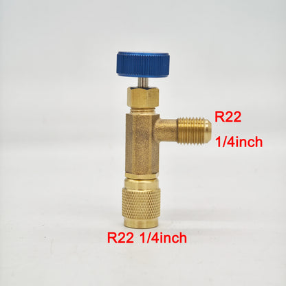 Air Conditioning Refrigerant Safety Valve R410A R22 1/4" 5/16" Refrigeration Charging Safety Liquid Adapter Hand Tool Parts