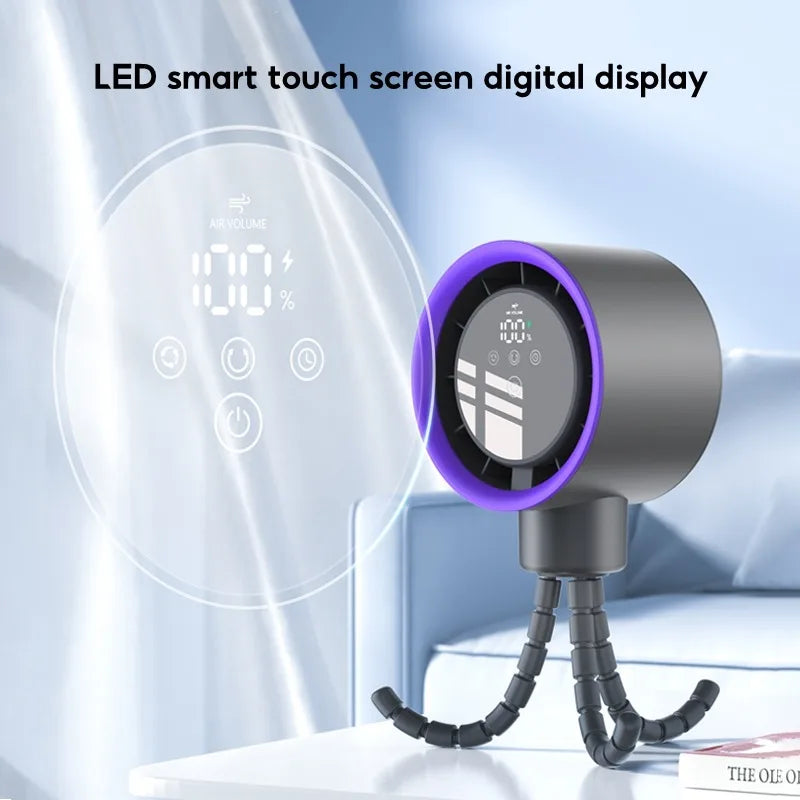 Eary Portable Desk Octopus Fan With 4000mAh Battery 100 Speeds Wind Digital Display Stroller Fan Personal Summer Air Cooling Fan