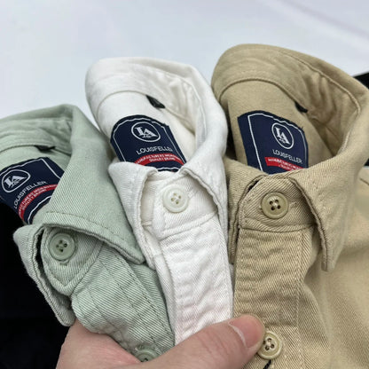 Autumn New Japanese Retro Heavyweight Twill Long-Sleeve Turn-down Collar 100% Cotton Shirt Men's Fashion Washed Casual Blouses