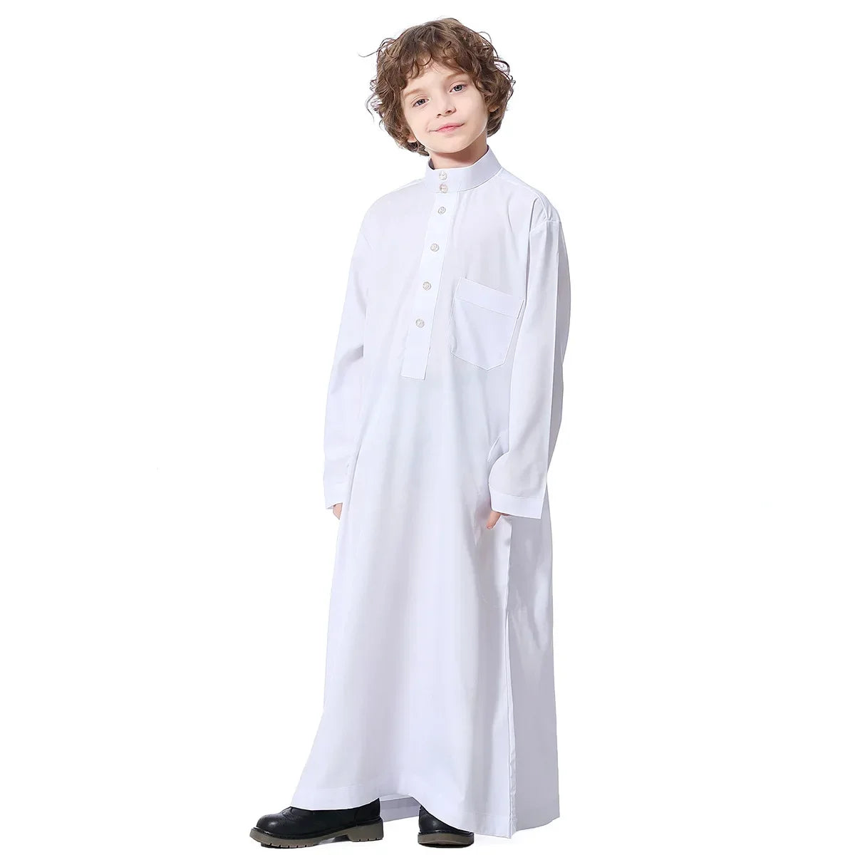 Muslim Saudi Arab Boys Robe Kids Abaya Kaftan Prayer Islam Ramadan Clothing Long Sleeve Thobe Middle East Teenage Dress Dubai